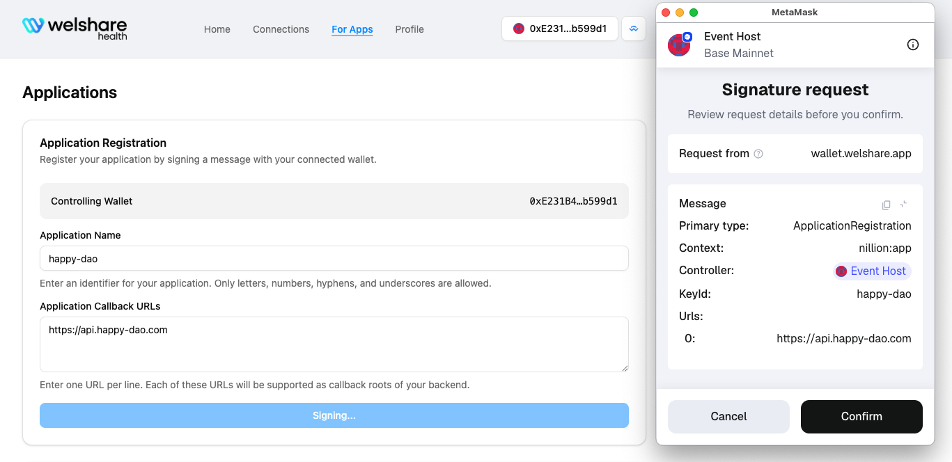 Signing App Message
